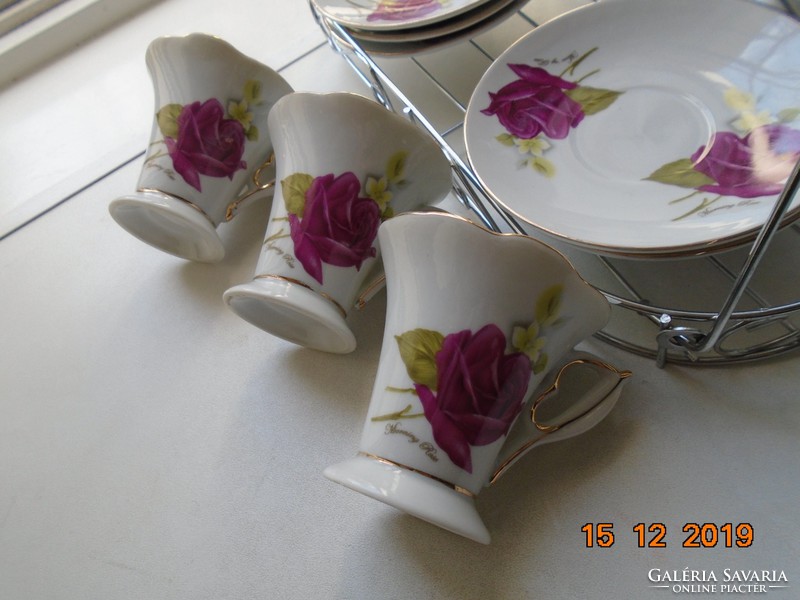 Újszerű rózsás kávés készlet,modern formával "Morning Rose"
