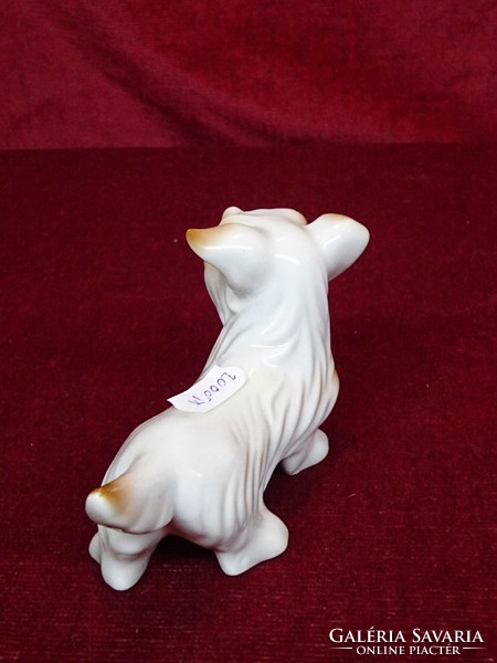 Német porcelán hosszú szőrű foxi kutya, hossza 12,5 cm. Vanneki!