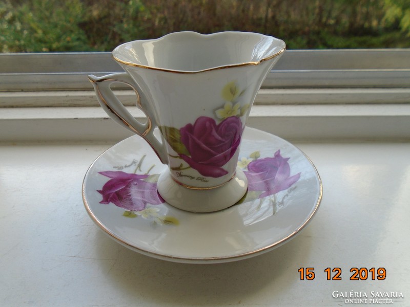 Újszerű rózsás kávés készlet,modern formával "Morning Rose"