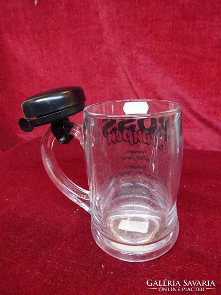 Glass beer mug with bell. Ring the bartender. Boss humpen. He has!