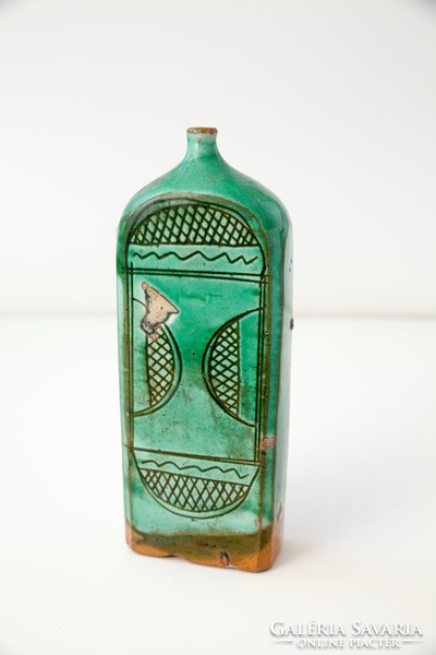 XIX század, zöld mázas pálinkás butella.