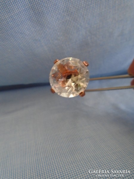 Antik rózsa aranyozott golyóstoll az '50-60-as évekből IF tisztaságú víztiszta topáz kővel