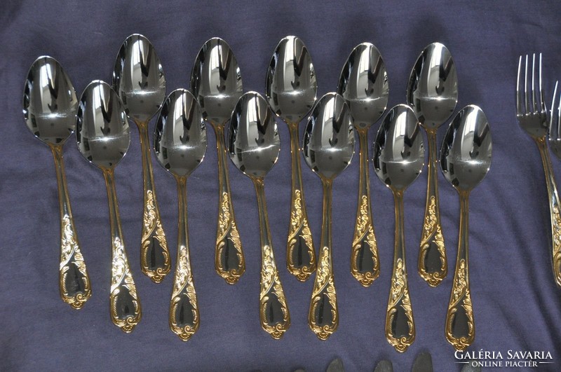 Extrém Ritka!12 személyes 24 karátos vastagon arany evőeszköz+halas.Ebel Solingen Qualitäts Juwelier