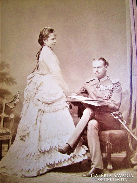 ERZSÉBET KIRÁLYNÉ SZISZI LEÁNYA HABSBURG GIZELLA FŐHERCEGNŐ LIPÓT HERCEG EREDETI ELJEGYZÉS FOTÓ 1872