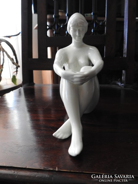 Old ivory-gloss very rare Raven House seated nude woman - nude