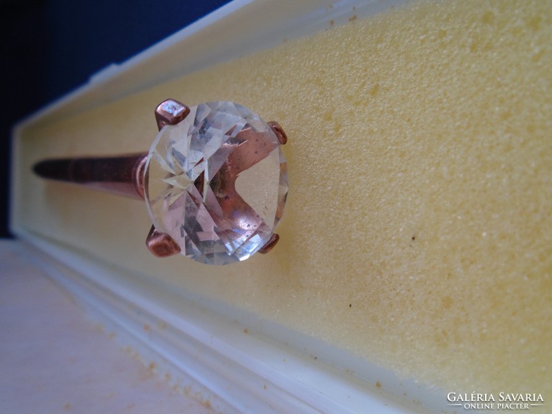 Antik rózsa aranyozott golyóstoll az '50-60-as évekből IF tisztaságú víztiszta topáz kővel