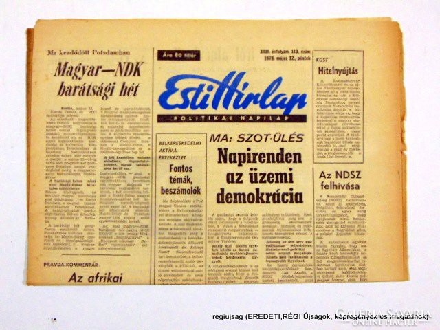 1978.05.12  /  Napirend az üzemi demokrácia  /  Esti Hírlap  /  Szs.:  12615