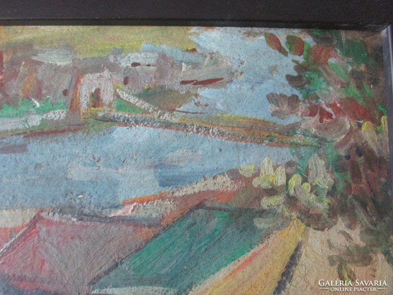 Budapest view chain bridge Paris 1900 marked quality Ojai painting with frame