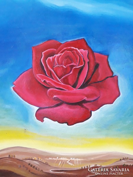 BORGULA ÁGNES ( TOV ) - Meditative Rose - Collezione DALI kortárs olaj/ farost festmény szignózott