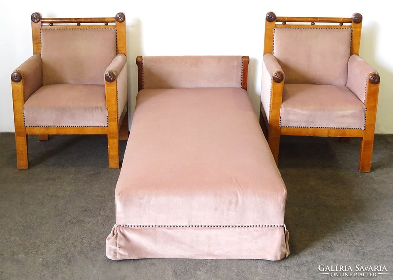 0O931 antique Biedermeier sofa and 2 armchairs