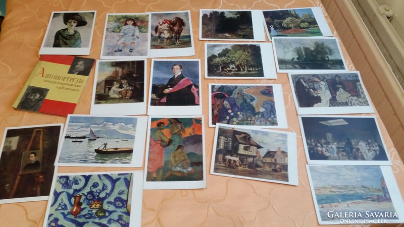 Régi 18 darabos,festmény mappa, postatiszta  képeslap mappa eladó