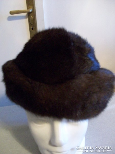 Mink fur hat, cap size 55