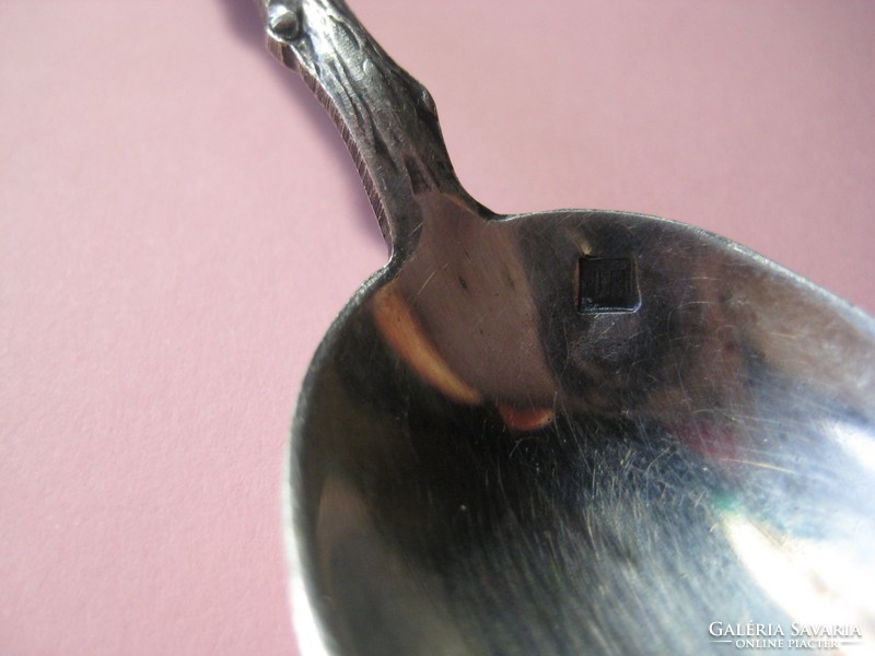 Decorative small French spoon, marked jm, 12.8 cm, silver-plated!