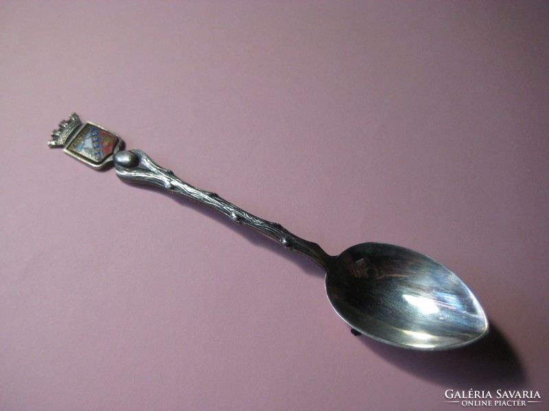 Decorative small French spoon, marked jm, 12.8 cm, silver-plated!
