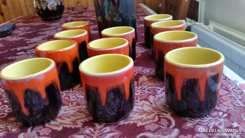 Pond head ceramic wine set for sale Jug + 9 glasses, drink set