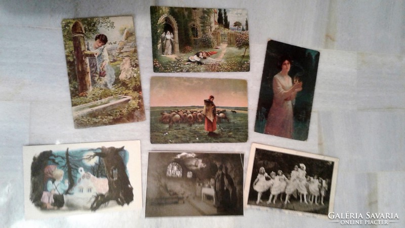 6 retro old postcard greeting cards