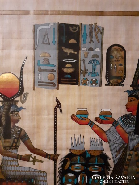 Signed Egyptian picture hand painted on papyrus