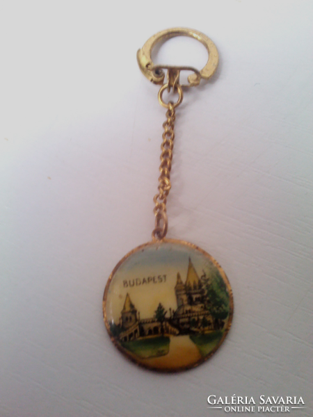 Gold-plated fire enamel key ring./Budapest /