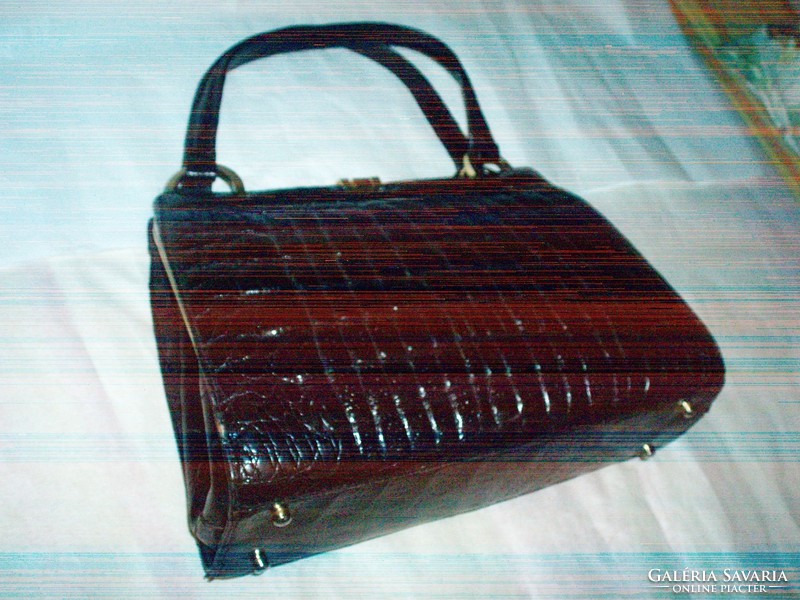Vintage big crocodile leather handbag