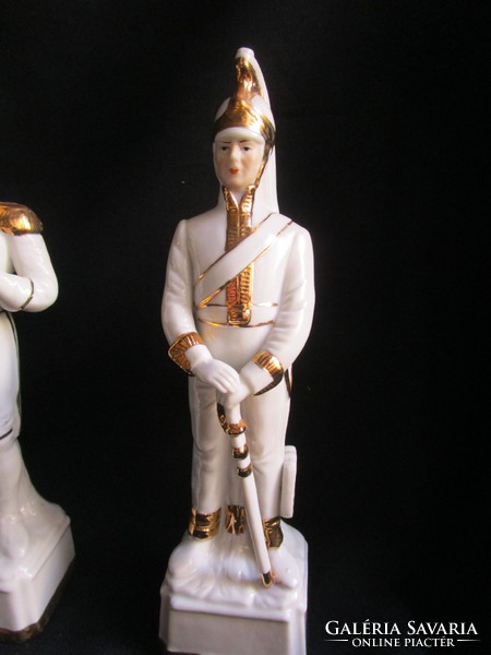 Old hand painted marked cdc rococo soldier general officer gilt porcelain group of 4 statues
