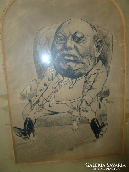 Pogány sándor cartoon xx.The middle of the Hungarian nobleman 52 x 62 cm