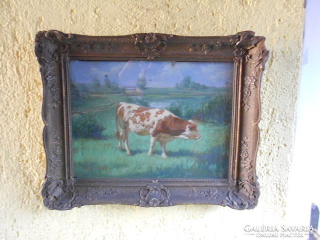Antal Cisarovsky) Summer on the pasture cc.1930. Artistic work, in a matching frame.