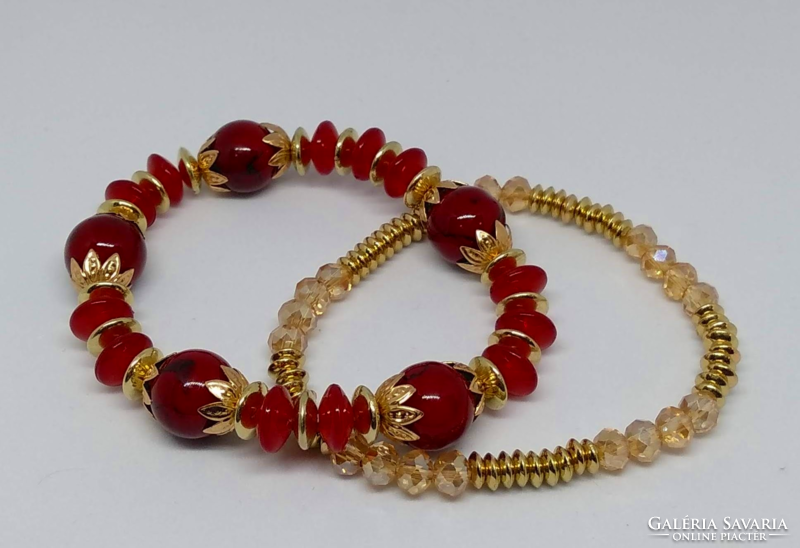 Sale! 2-part crystal beaded bracelet, wine red