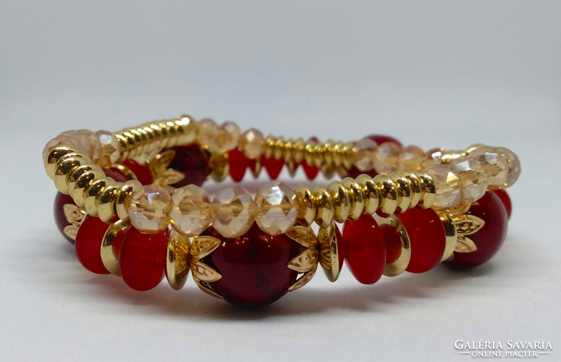Sale! 2-part crystal beaded bracelet, wine red
