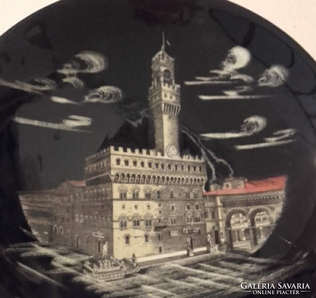 Régi Firenzei porcelán - 2 db Firenzei emlék fali tál,falitányér, fali tálka