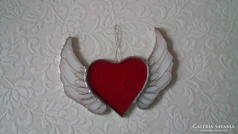 Tiffany szív angyal szárnyakkal