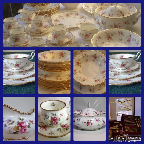 English royal albert english porcelain 24 carat color gold 6 eyes.Dinnerware + soup cups + tea / cookie
