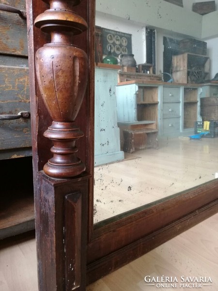 Óriási antik tükör, gyönyörű faragással loft, vintage, dekor