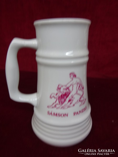 Great Plain porcelain beer mug with half liter, Győr sámmon pension. He has!