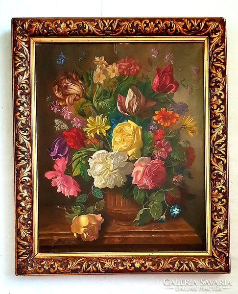 Jenő Gussich - flower still life oil painting