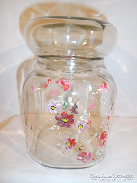 Glass - hand painted - container - 15 x 9 x 9 cm - Austrian