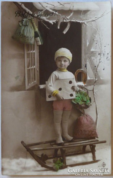 Újévi képeslap, fotó-üdvözlőlap, 1917