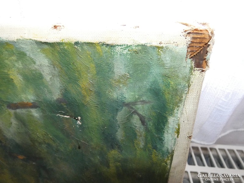 Ismeretlen festő; Falusi utca 70 cm x 95,5 cm, olaj -antikvászon képe XX.sz. eleje?