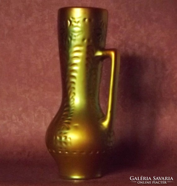 Zsolnay eosin jug vase with shield seal