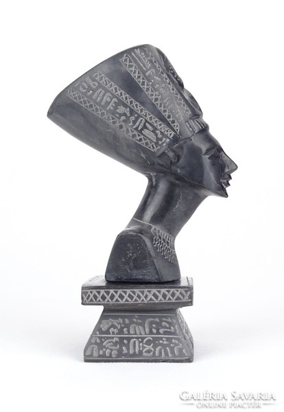 0Y434 Egyiptomi fekete márvány fáraó fej dísztárgy