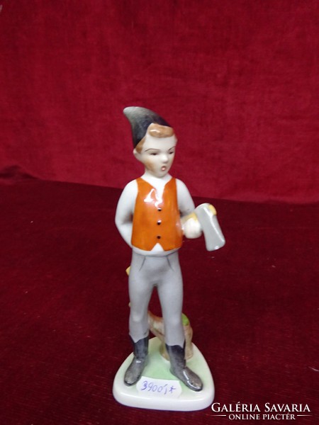 Drasche porcelán figurális szobor, favágó fiú, 16 cm magas. Vanneki! Jókai.