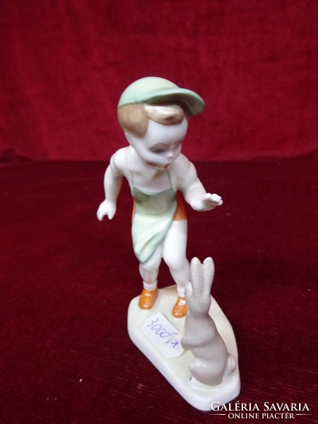 Aquincum porcelain little boy with bunny, 11 cm tall. He has!