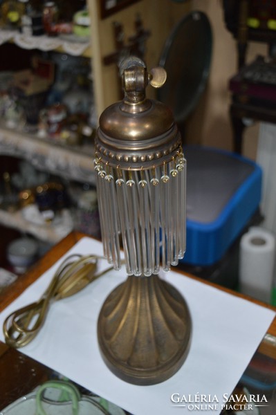 Régi felújított üvegpálcás réz asztali lámpa