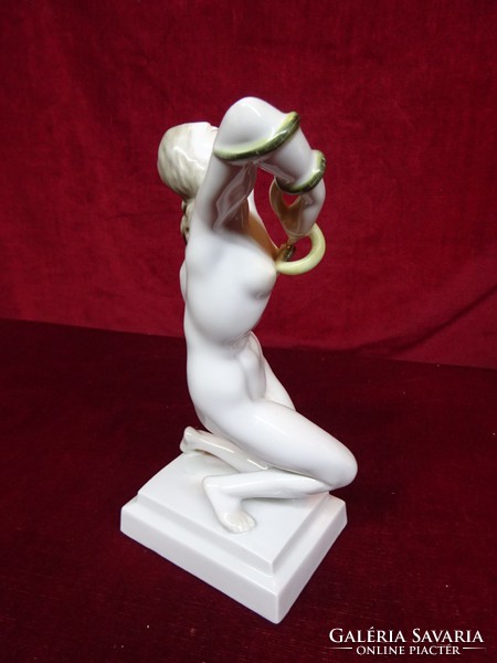 Herend porcelain cleopatra kneeling with a snake, colored, 24 cm high. He has!