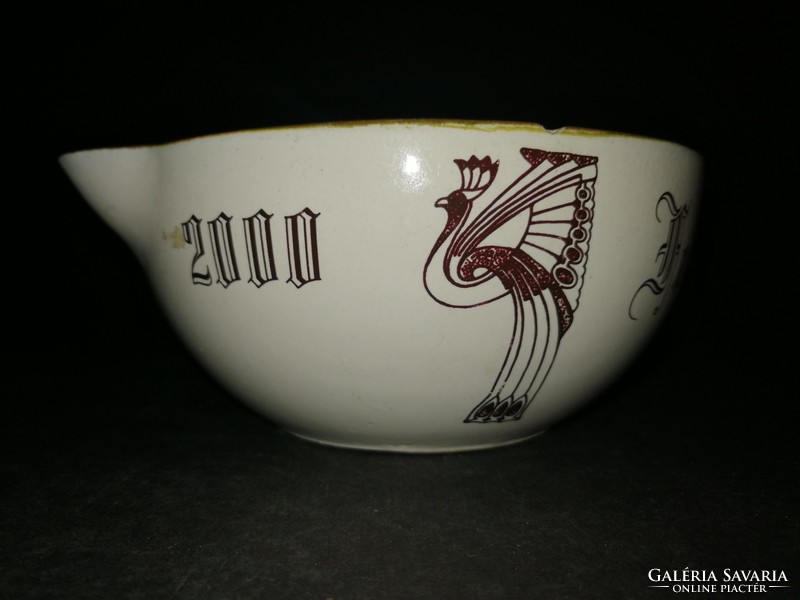 Zsolnay eozin pharmacy pot - decorated by millenium carving studio, damaged - ep