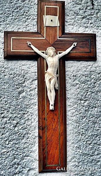 12. Antique, ivory Jesus Christ (12.7 Cm), 36 cm crucifix, imposing, cross, corpus