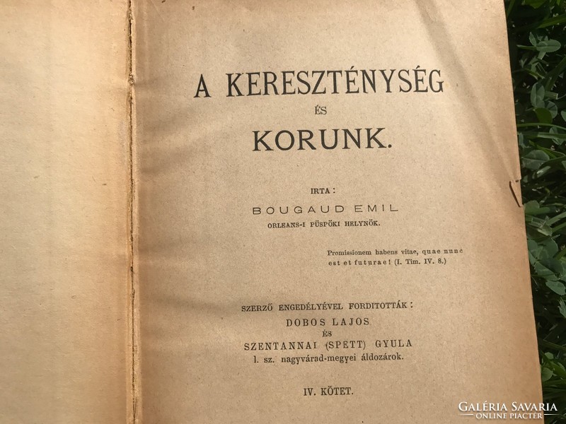 Kereszténység és korunk 1883 Bougaud Emil