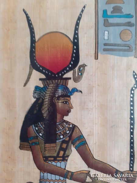 Papiruszra festett szignózott egyiptomi kép