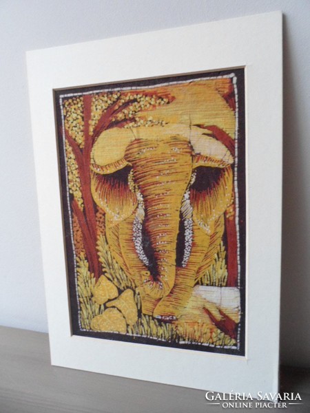 Indiai elefánt festett selyem kép keret nélkül kép paszpartuval