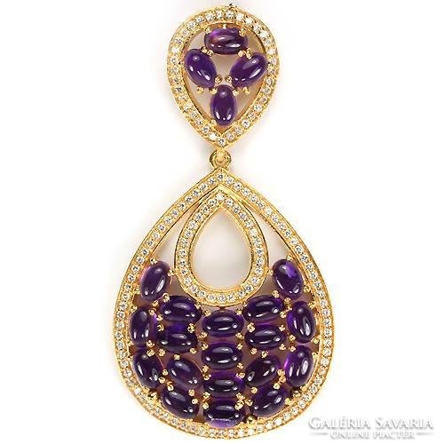 11.4Gm genuine amethyst 925 silver 14k red gold medal