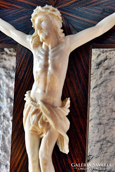 15. Antique, ivory Jesus Christ (12.7 Cm), 35 cm imposing crucifix, cross, corpus